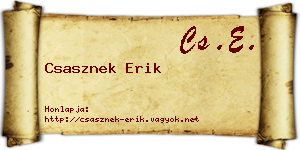 Csasznek Erik névjegykártya